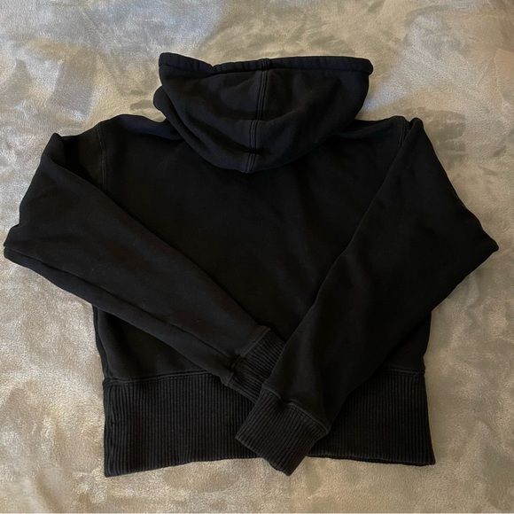 James Perse Cozy Sweat Top Zip-Up Hoodie Cropped Black - Picture 6 of 10